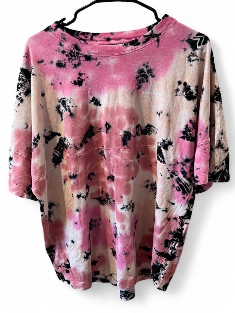 Victoria’s Secret PINK Tie Dye Oversized LOVE PINK Campus Tee L